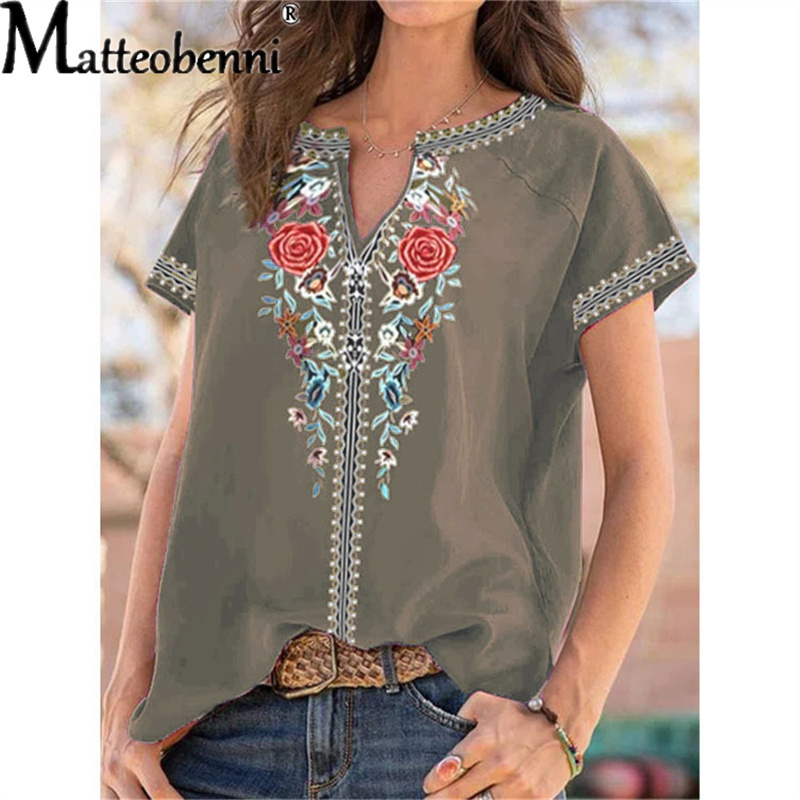 Urban Ethnic Fashion - Summer Women Urban Leisure V Neck