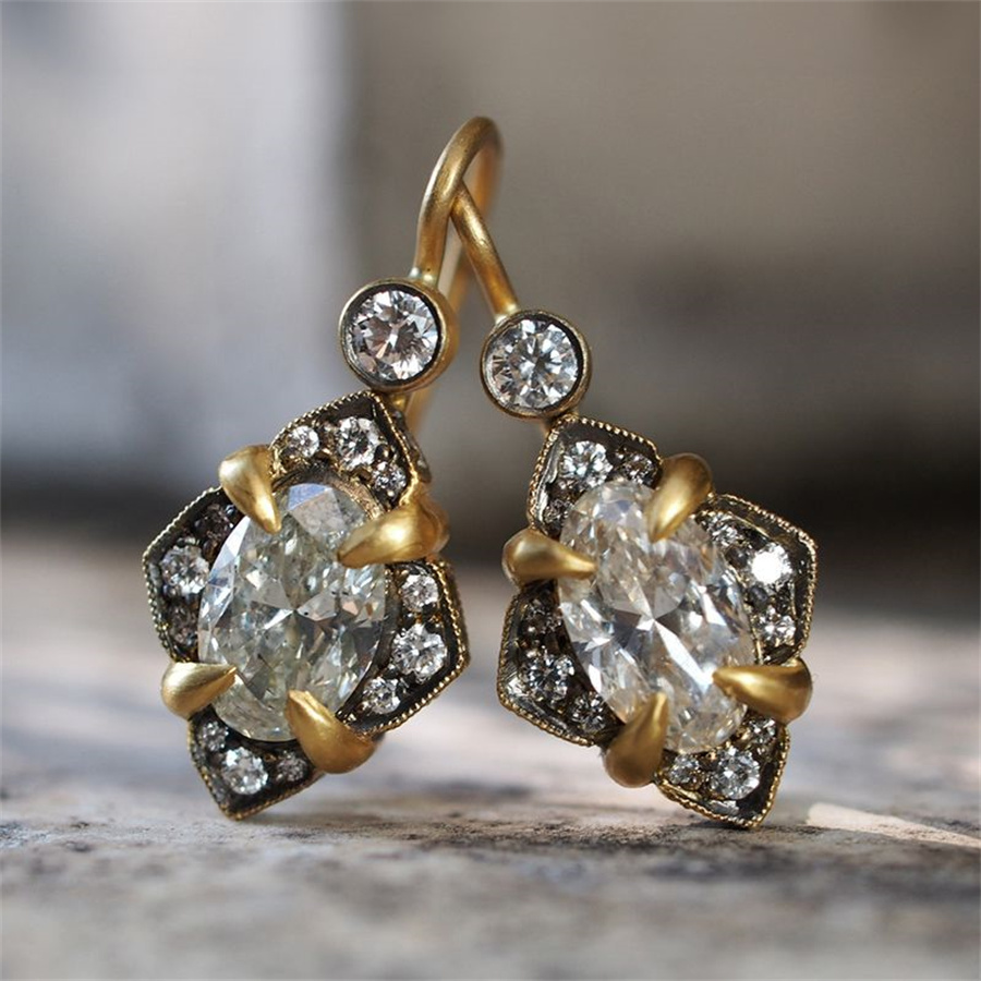 Ethnic Wear In Fashion - Vintage Inlaid White CZ Dangle Women's