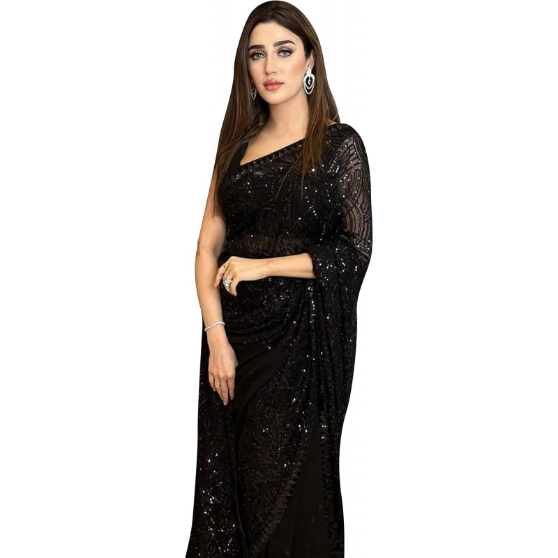 Women's Georgette Sequence Emb - огляд і ціна Saree Georgette Women