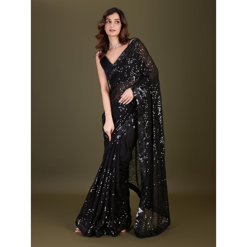 Women's Georgette Sequence Emb - огляд і ціна Saree Georgette Women