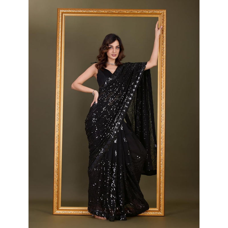 Women's Georgette Sequence Emb - огляд і ціна Saree Georgette Women