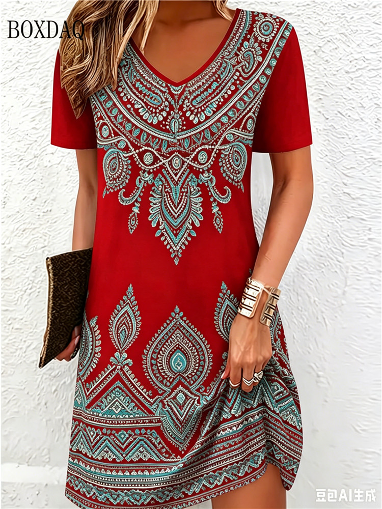 Vintage Ethnic 3D Printed Dres - огляд і ціна Ethnic Fashion Clothing